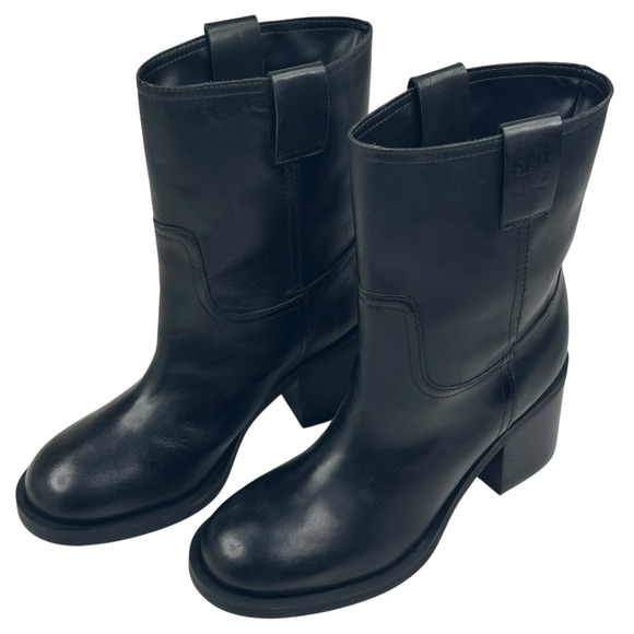 SCHUTZ Shoes - Schutz Wyatt Womens Black Leather Western Mid Calf Boots Size 7.5B New $238